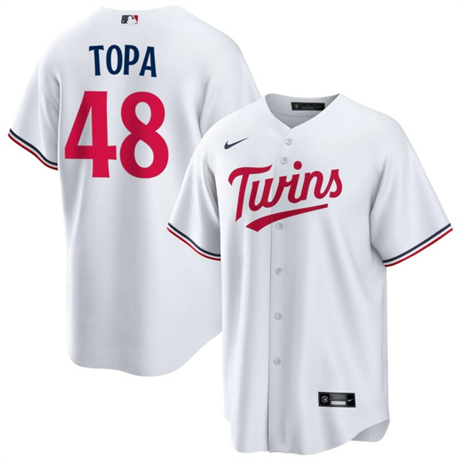 Men's Minnesota Twins #48 Justin Topa White Cool Base Stitched Baseball Jersey